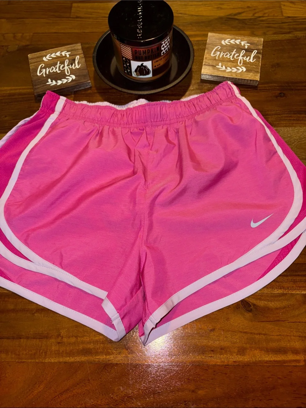Nike Women's Hot Pink Athletic Running Shorts with White Trim
